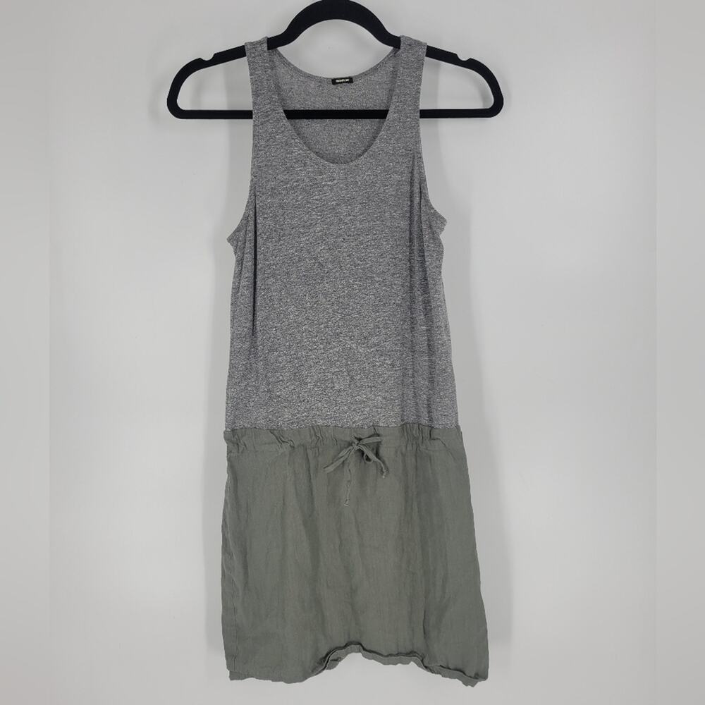 Monrow Grey Green Sleeveless Waist Tie Mini Dress XS